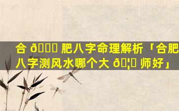 合 🍁 肥八字命理解析「合肥八字测风水哪个大 🦅 师好」